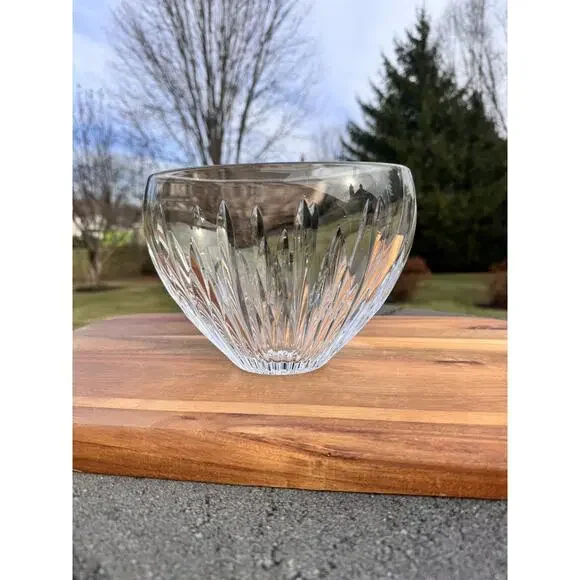 Waterford Carina Pattern Oval Vase Heavy Crystal Glass Bowl L7.75xH5.75xW4.5”